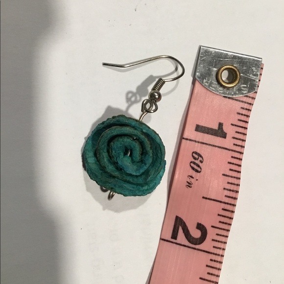 Blue Dangling Earrings made from orange peels - Picture 3 of 3